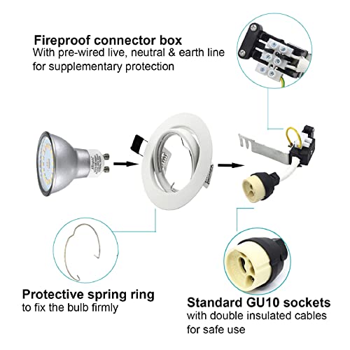 Allesgute 6-Pack LED Recessed Ceiling Lights | 5W GU10 Matte White Downlights