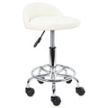 KKTONER PU Leather Rolling Stool - Adjustable Swivel Spa Chair, White