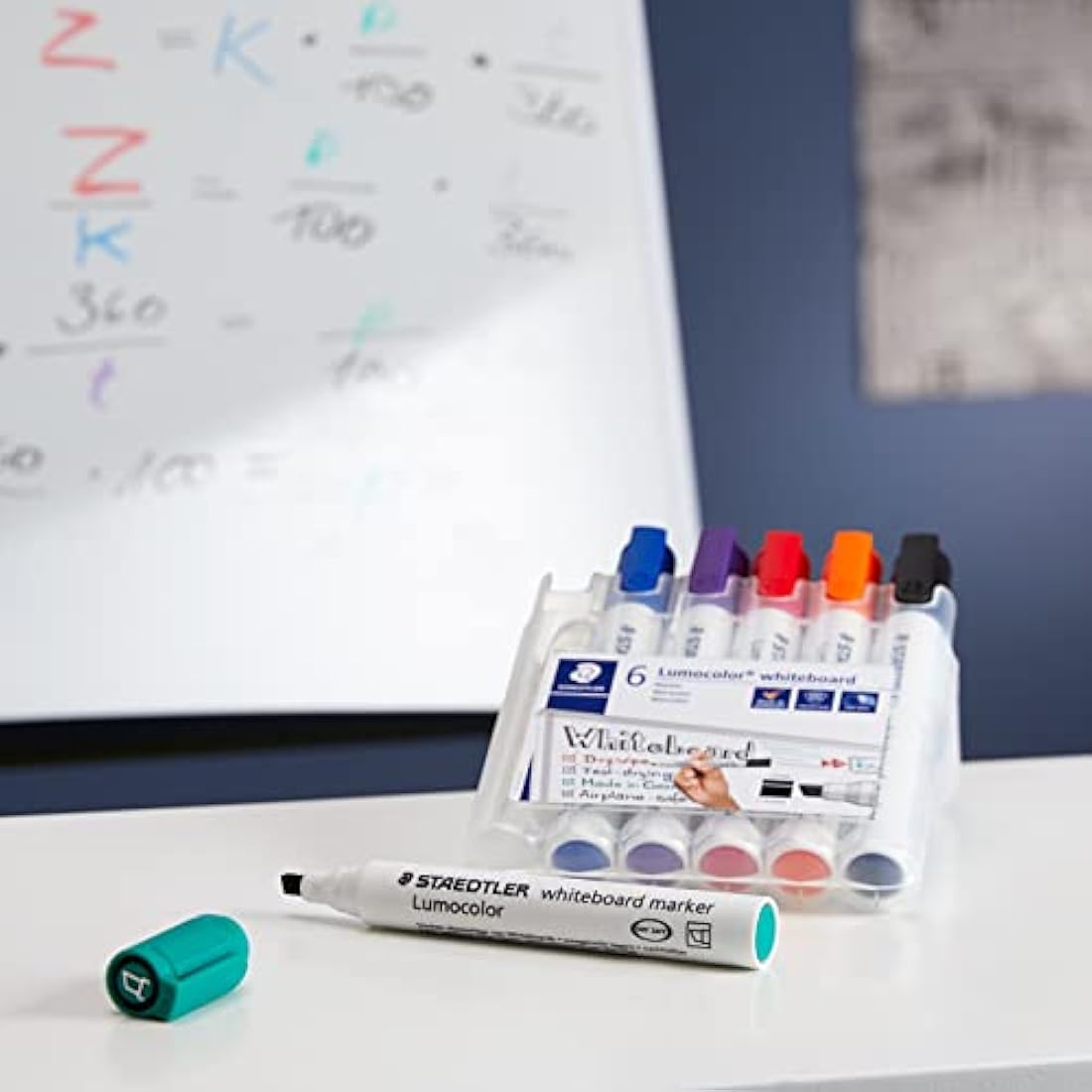 Staedtler Lumocolor Whiteboard Markers – Chisel Tip, Assorted (6 Pack)