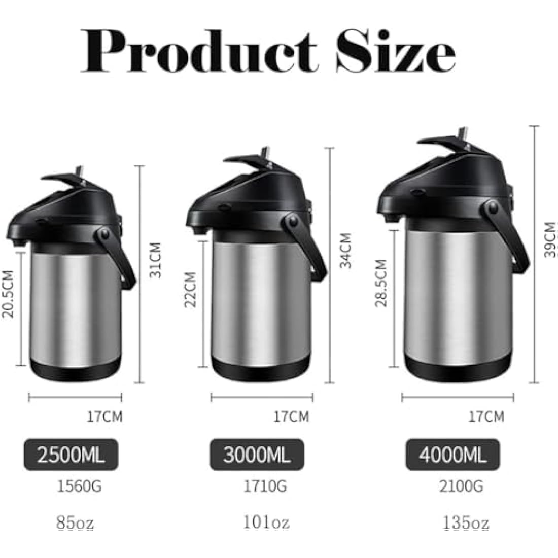 SAUNUOWL 4L Airpot Coffee Dispenser – Insulated Stainless Steel Carafe