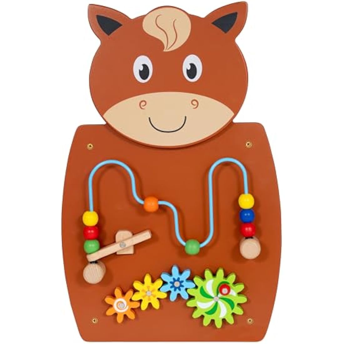 SPARK & WOW Horse Activity Wall Panel – Wooden Montessori Toddler Busy Board