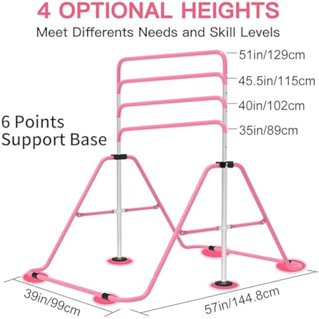 EVERYMILE Gymnastics Bar – Adjustable Folding Kip Bar with Rings for Kids
