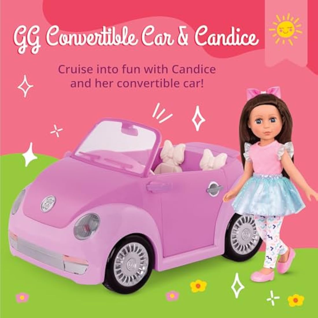 Glitter Girls Candice 14-Inch Poseable Doll & Purple Convertible Car