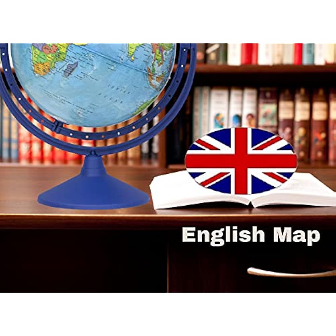 TopGlobe 30cm Educational World Globe – 360° Rotating Desktop Map