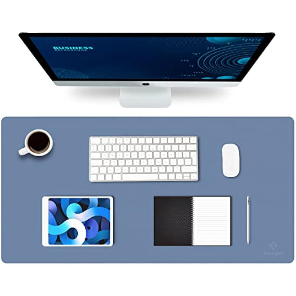 K KNODEL Leather Desk Mat | Large Office Mouse Pad & Protector, Lake Blue