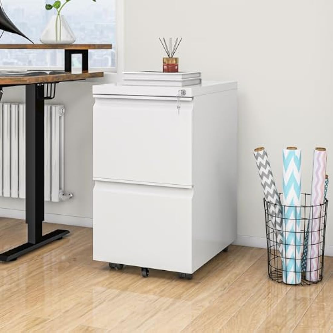YITAHOME 2-Drawer Mobile Filing Cabinet | Lockable Steel Under Desk Storage