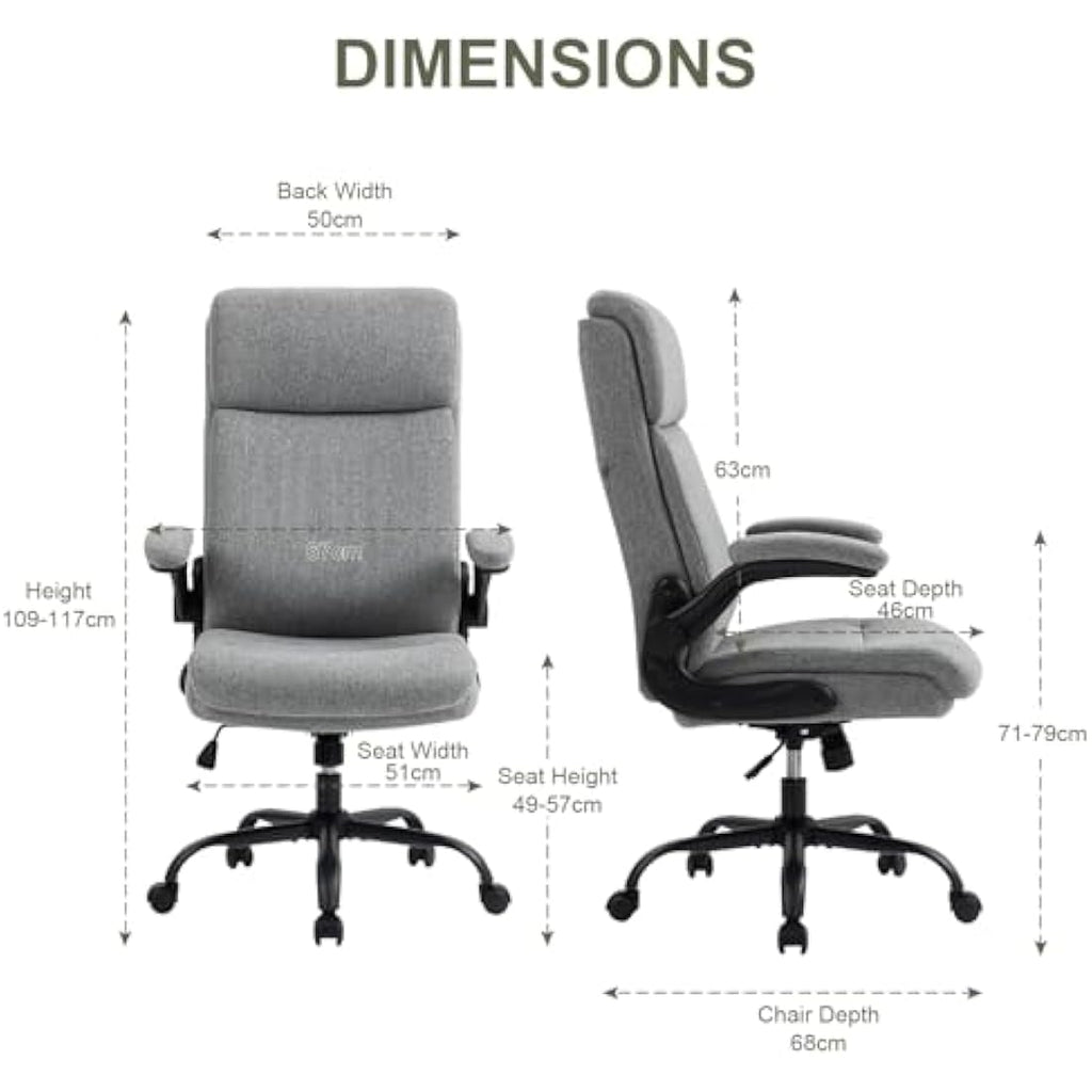 CASTLOVE Ergonomic Office Chair – Fabric Desk Chair with Flip-Up Arms