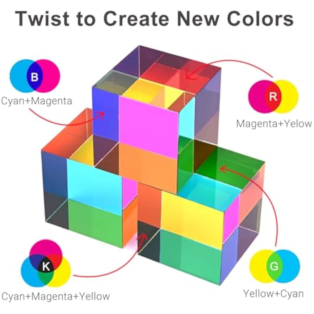 iKeelo Colour Cube (50mm) | Subtractive Color Mixing STEM Desk Toy with Stand