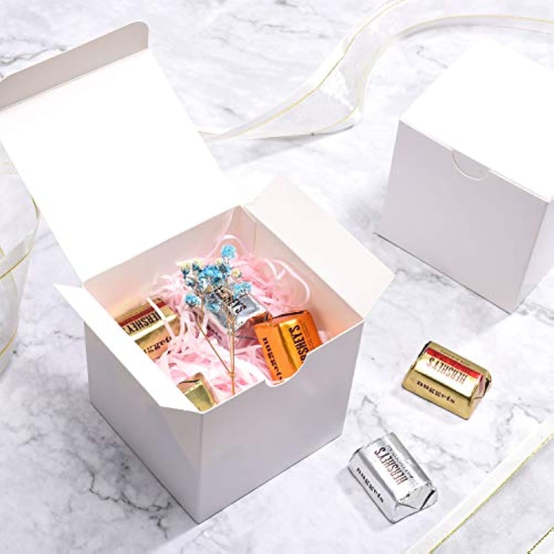 Switory White Kraft Paper Gift Boxes - 50 Pack 4x4x4" Cupcake Boxes
