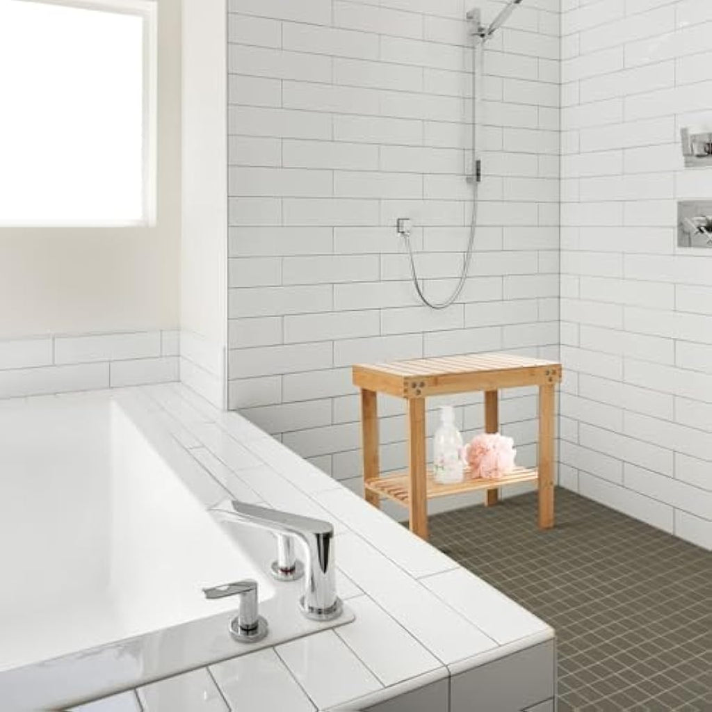 Bamboo Shower Stool – Non-Slip Wooden Bathroom Bench