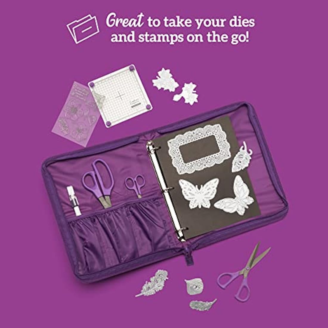 Crafter’s Companion Large Die & Stamp Storage Folder – Purple Fabric