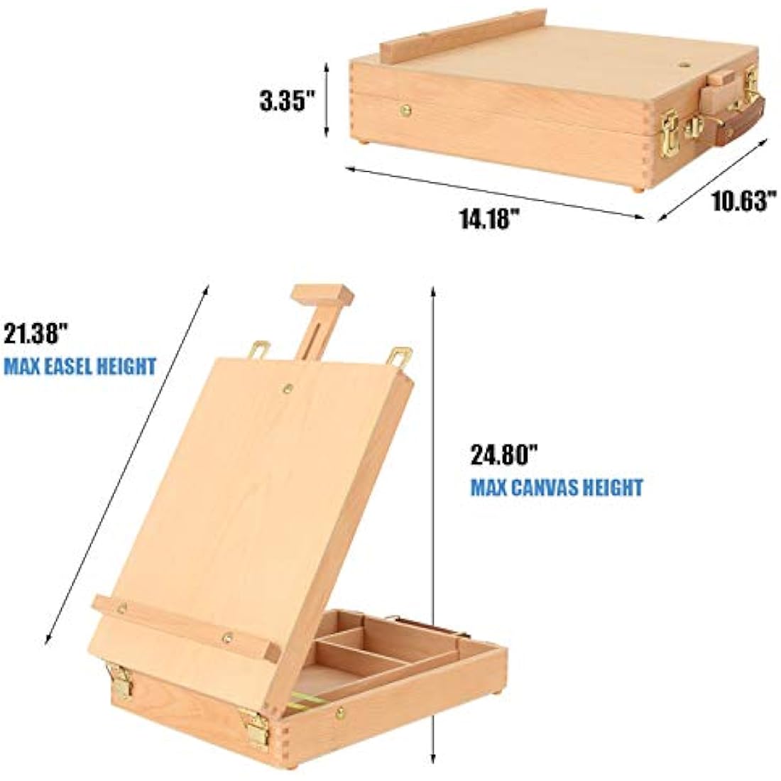 Portable Beechwood Tabletop Easel & Art Sketchbox Storage