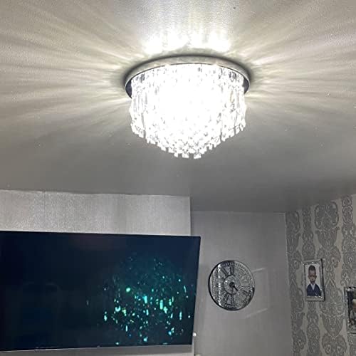Jolof Store Modern Crystal Chandelier – 40cm Chrome Flush Mount Light