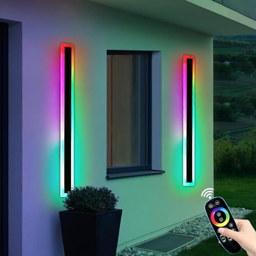 Mikeru 100CM RGB Outdoor Wall Light – 2Pack Dimmable IP65 LED Sconces