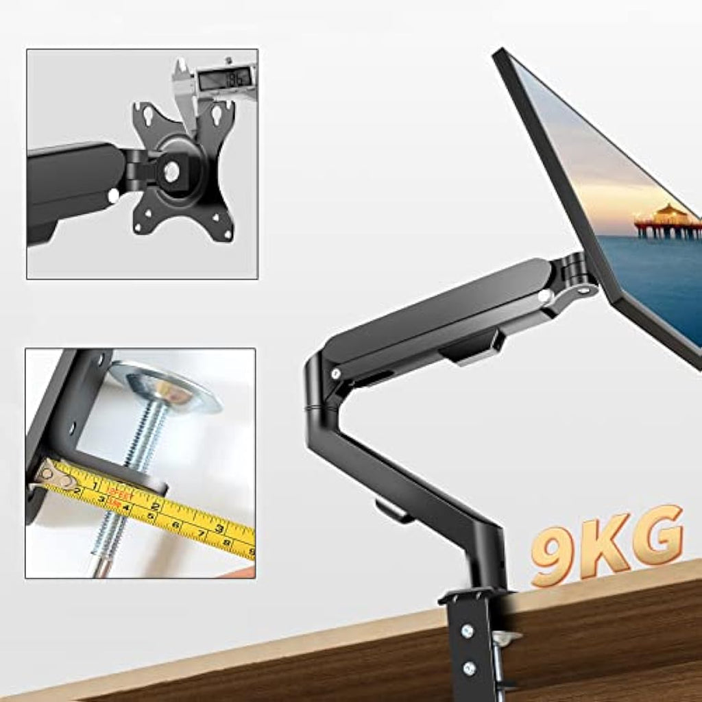 HILLPORT Single Monitor Arm – Gas Spring Desk Mount for 17-34" Screens