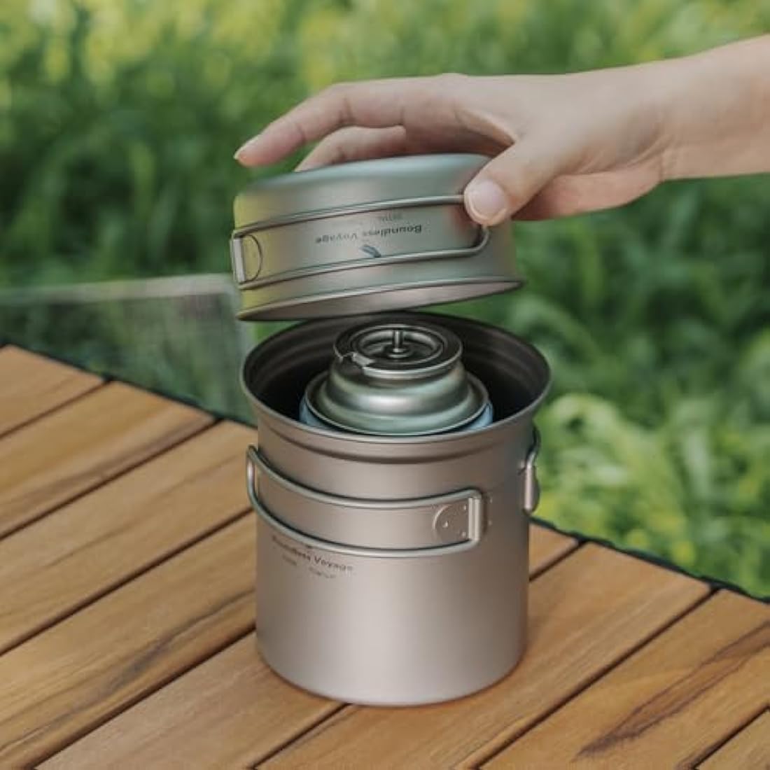iBasingo Titanium Camping Cookware Set – Lightweight Backpacking Mess Kit