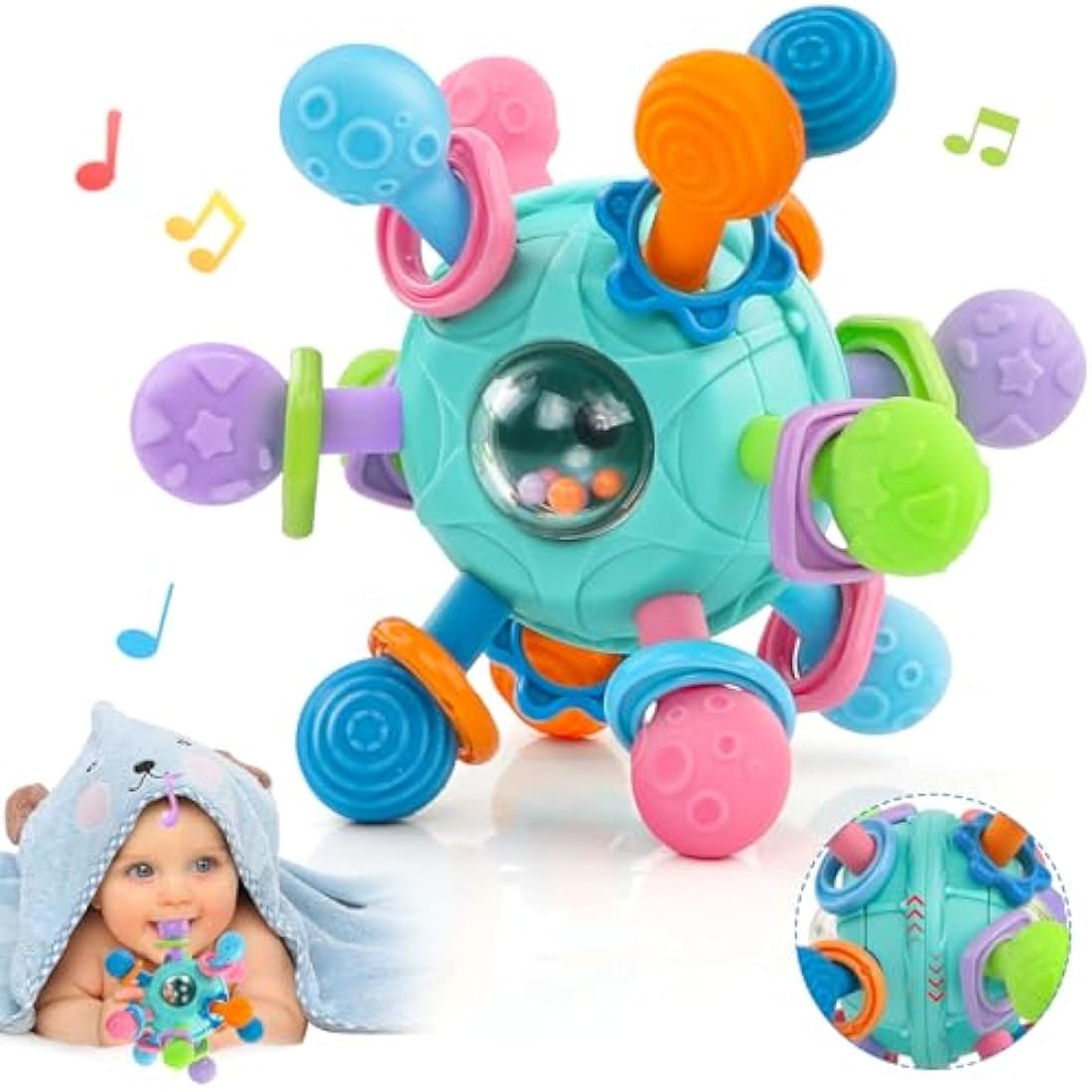 Baby Sensory Rattle & Teether Toy – Montessori Blue Silicone
