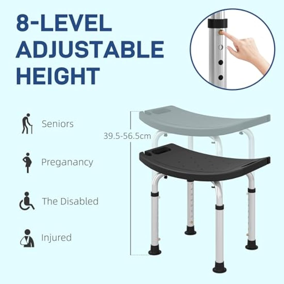 Jolof Store Height Adjustable Shower Stool – Non-Slip Aluminium Chair