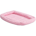 MidWest Homes Fleece Bolster Dog Bed – 18-Inch Pink Crate Mat for Toy Breeds