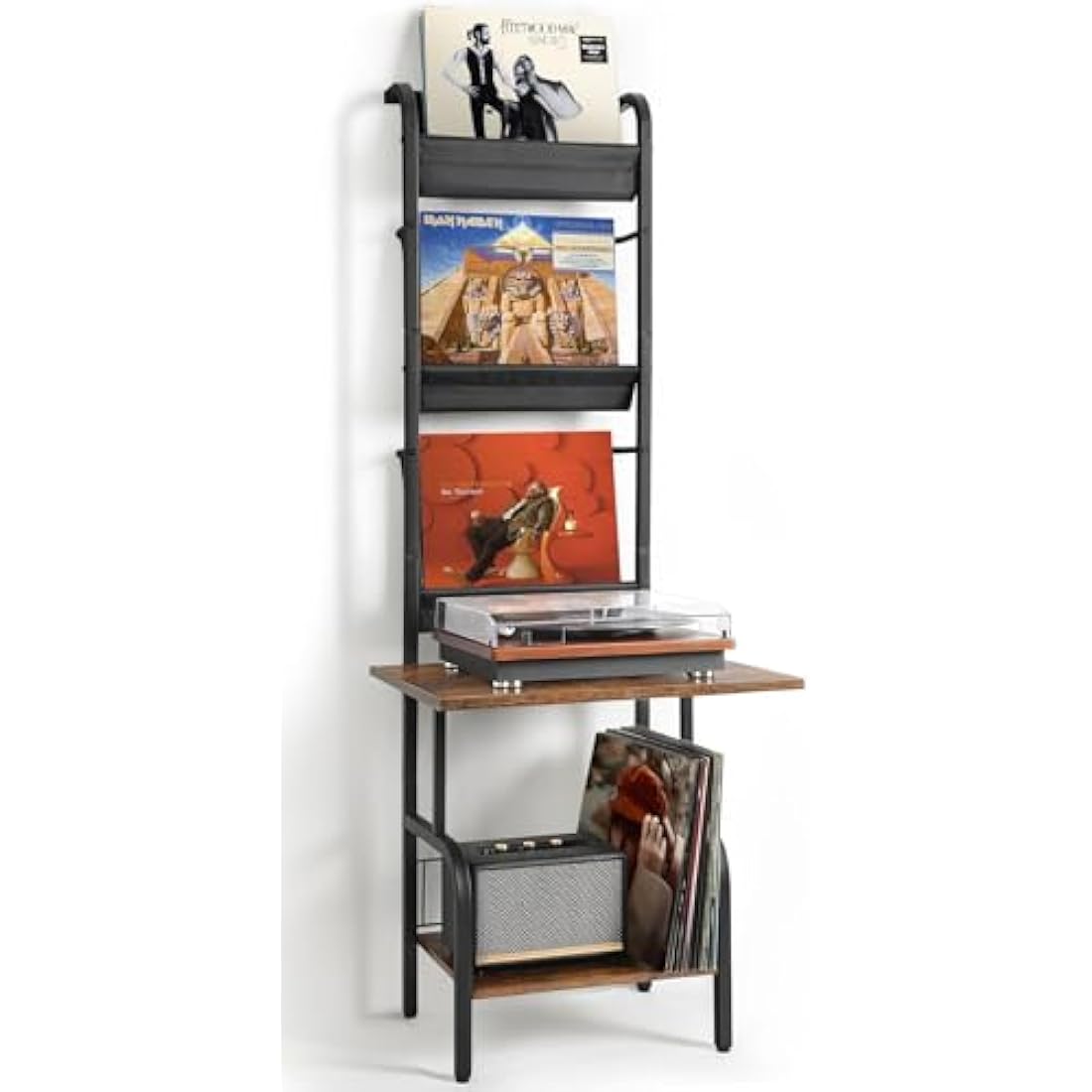 VINCOURNA 3-Tier Vinyl Record Storage Stand - 200 Album Turntable Holder