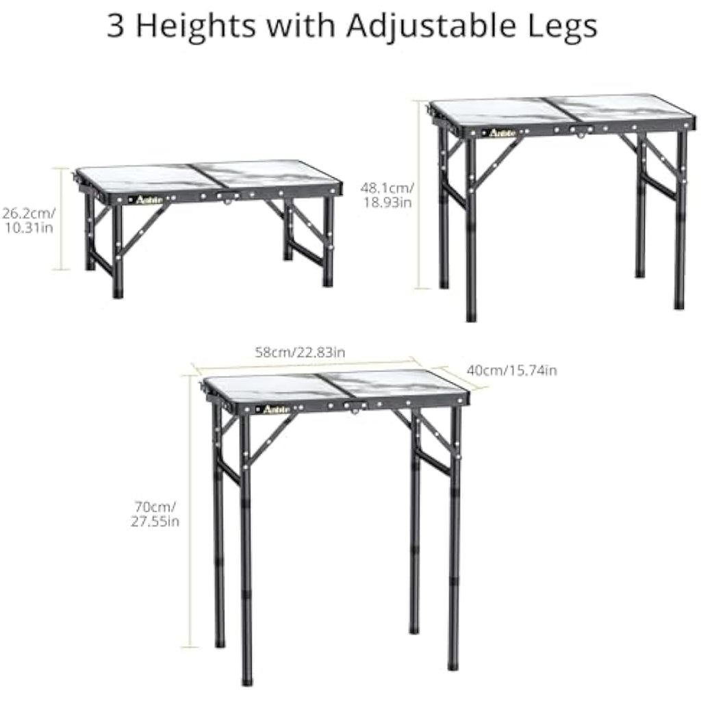 Anbte Folding Camping Table – Adjustable Aluminum Portable Table with Net