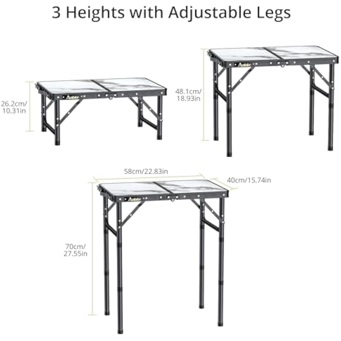 Anbte Folding Camping Table – Adjustable Aluminum Portable Table with Net