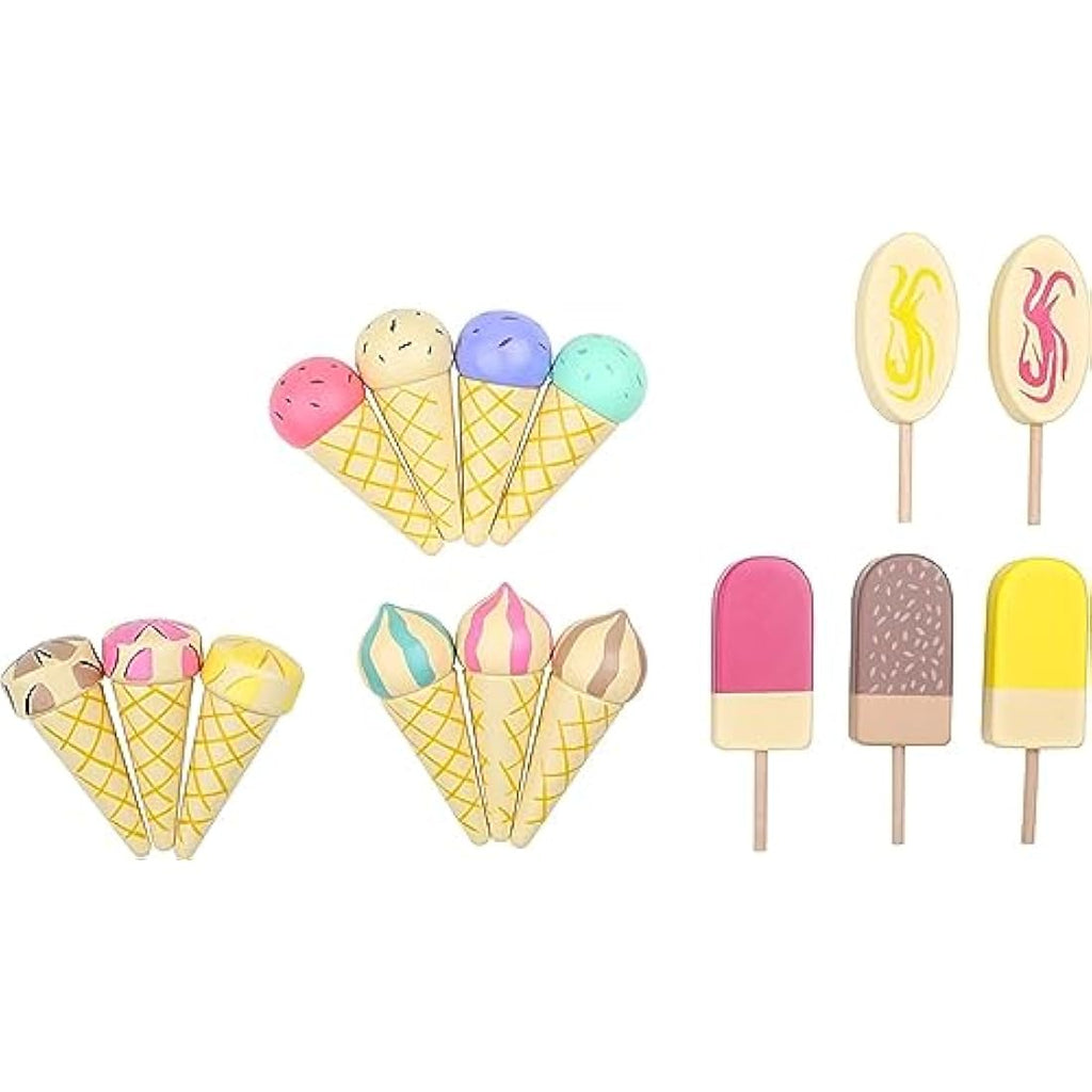 Small Foot Wooden Ice Cream Rack – 15pc Pretend Play Kitchen Set