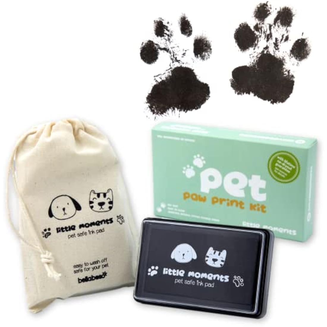 Pet Safe Paw Print Kit – Black Ink Pad with Drawstring Bag