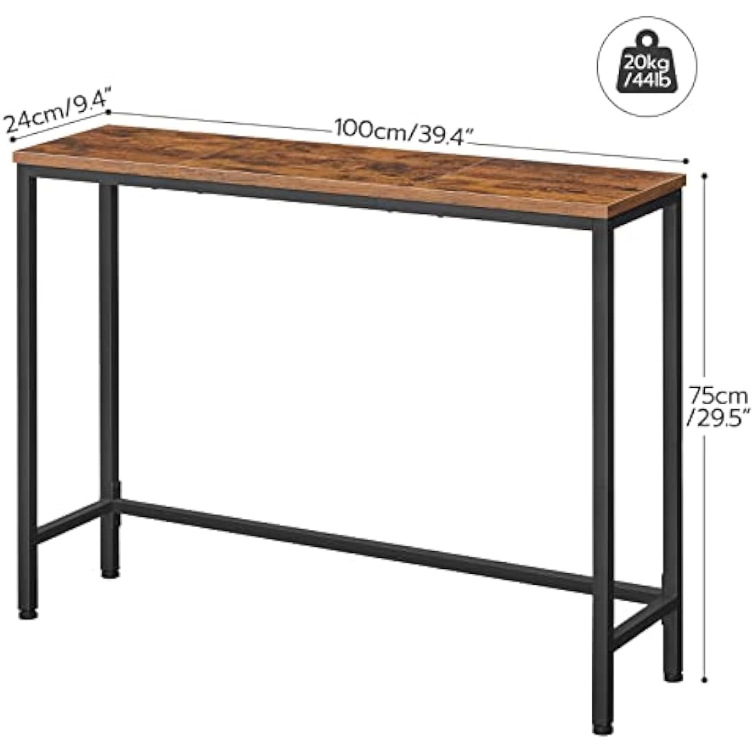 HOOBRO Narrow Console Table – 100cm Slim Industrial Sofa Table