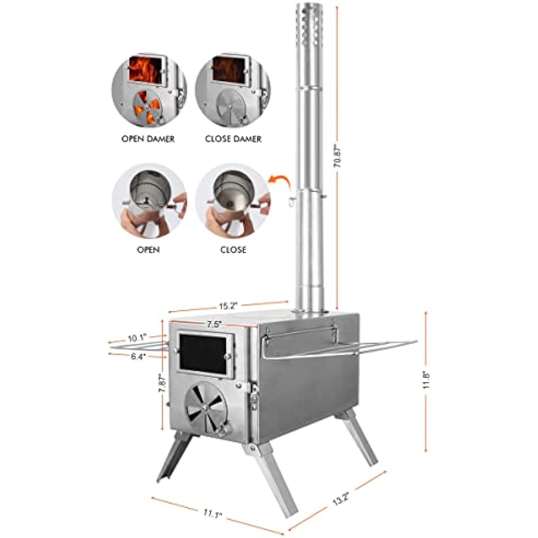 LAMA Portable Tent Wood Stove | Folding Stainless Steel Camping Heater