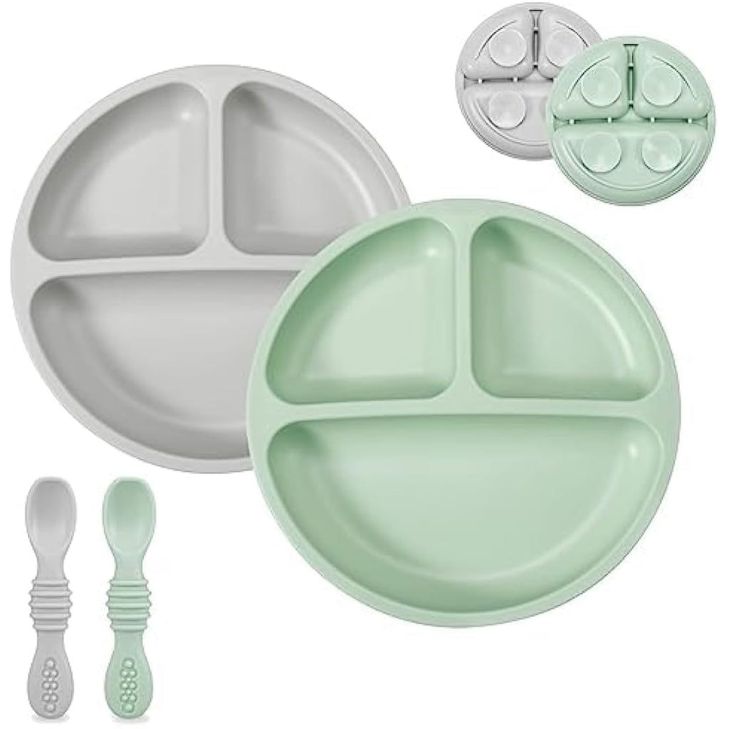 PandaEar Silicone Suction Plates and Spoons Set for Baby Weaning