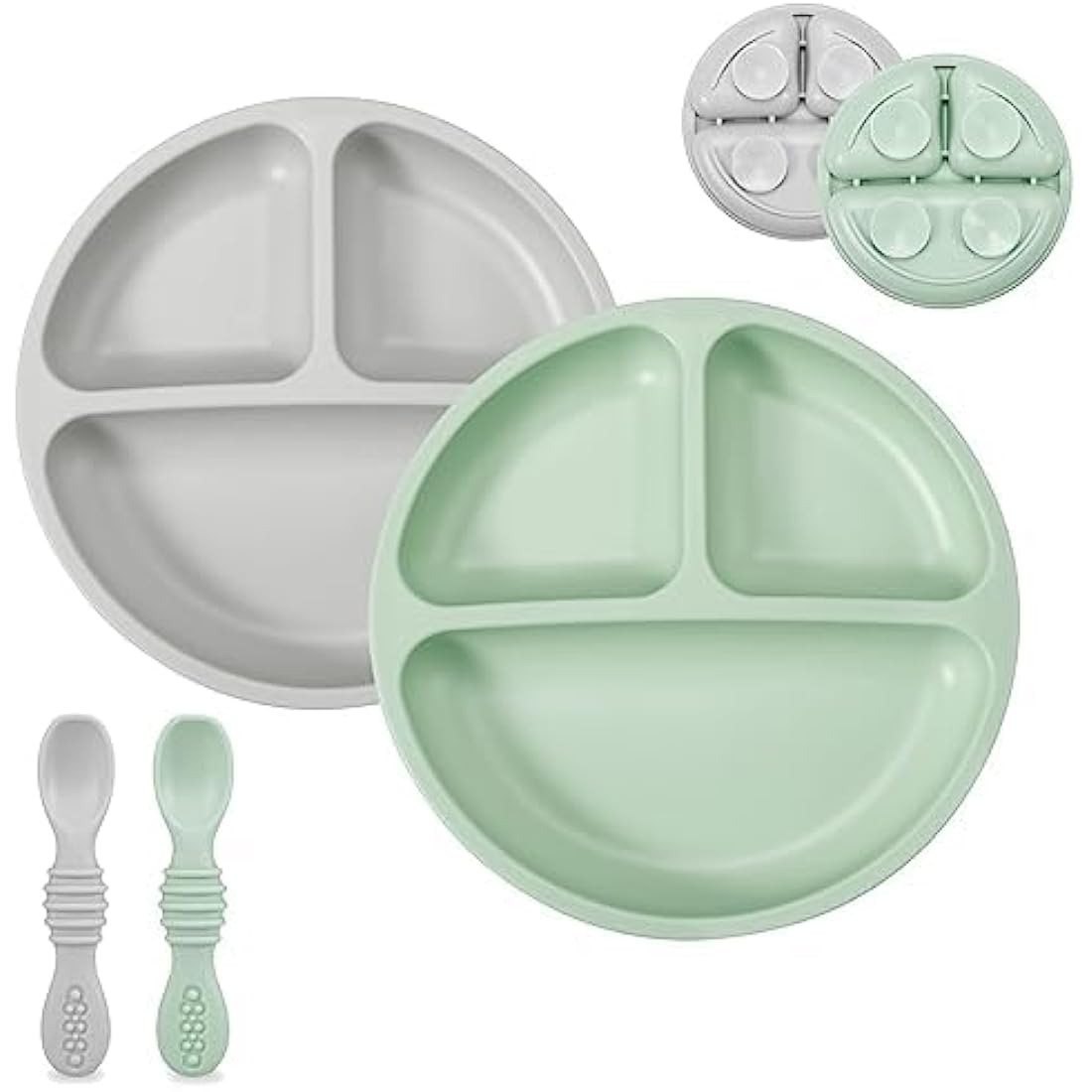 PandaEar Silicone Suction Plates and Spoons Set for Baby Weaning