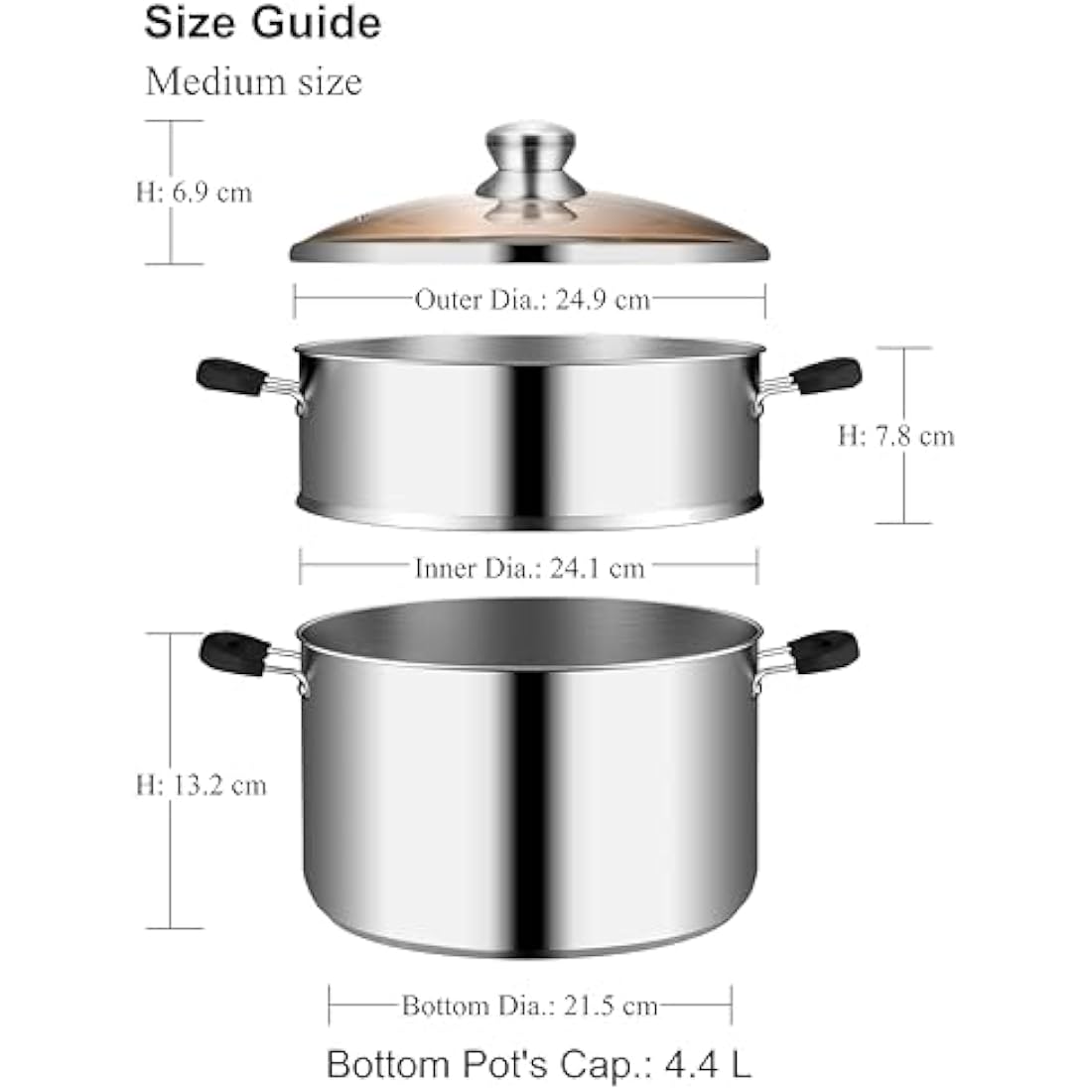 Vention 4.2L Stainless Steel Vegetable Steamer Pot for Induction Hob