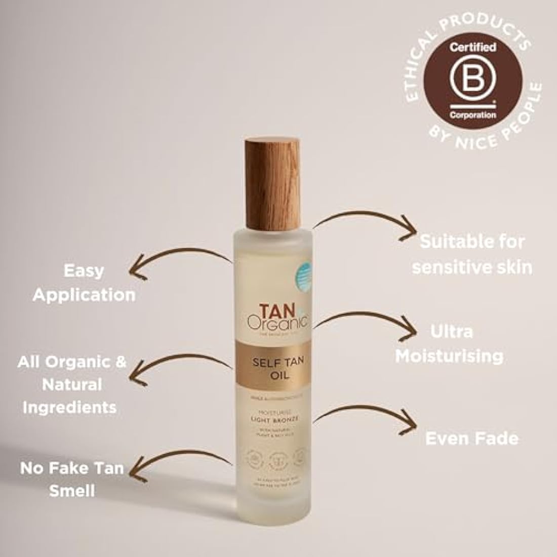 TanOrganic Self Tanning Oil – Natural Vegan Moisturizing Glow, 100ml