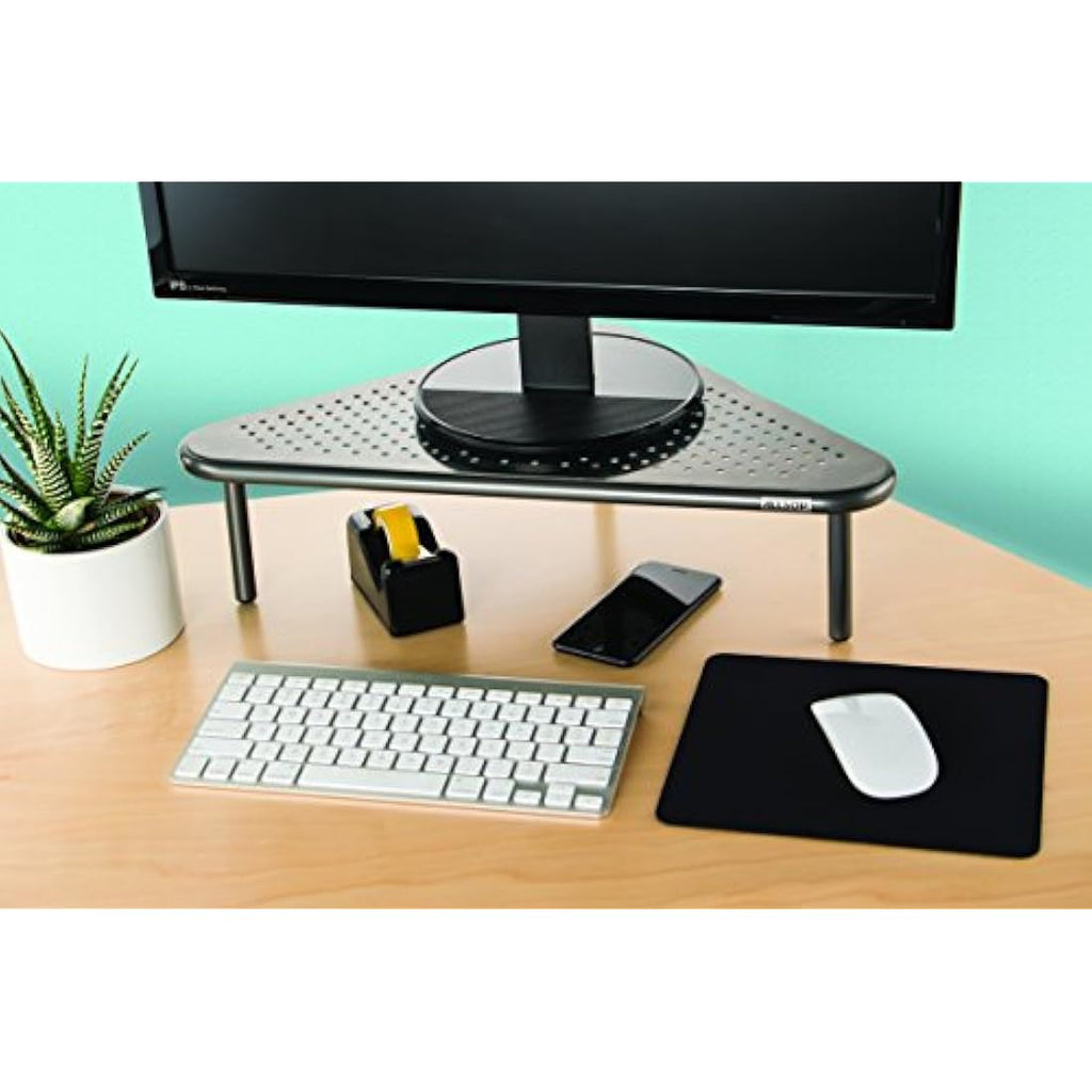 Allsop Metal Art Corner Monitor Stand – Silver Steel Ergonomic Riser