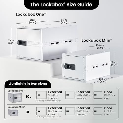 Lockabox One Lockable Storage Box | 10L Combination Safe | Opal White