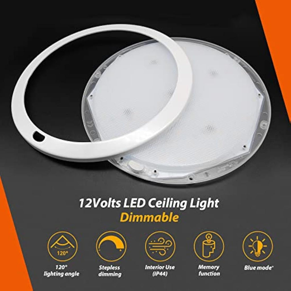 Dream Lighting 12V LED Caravan Ceiling Light | Dimmable Dual Color 8.5"