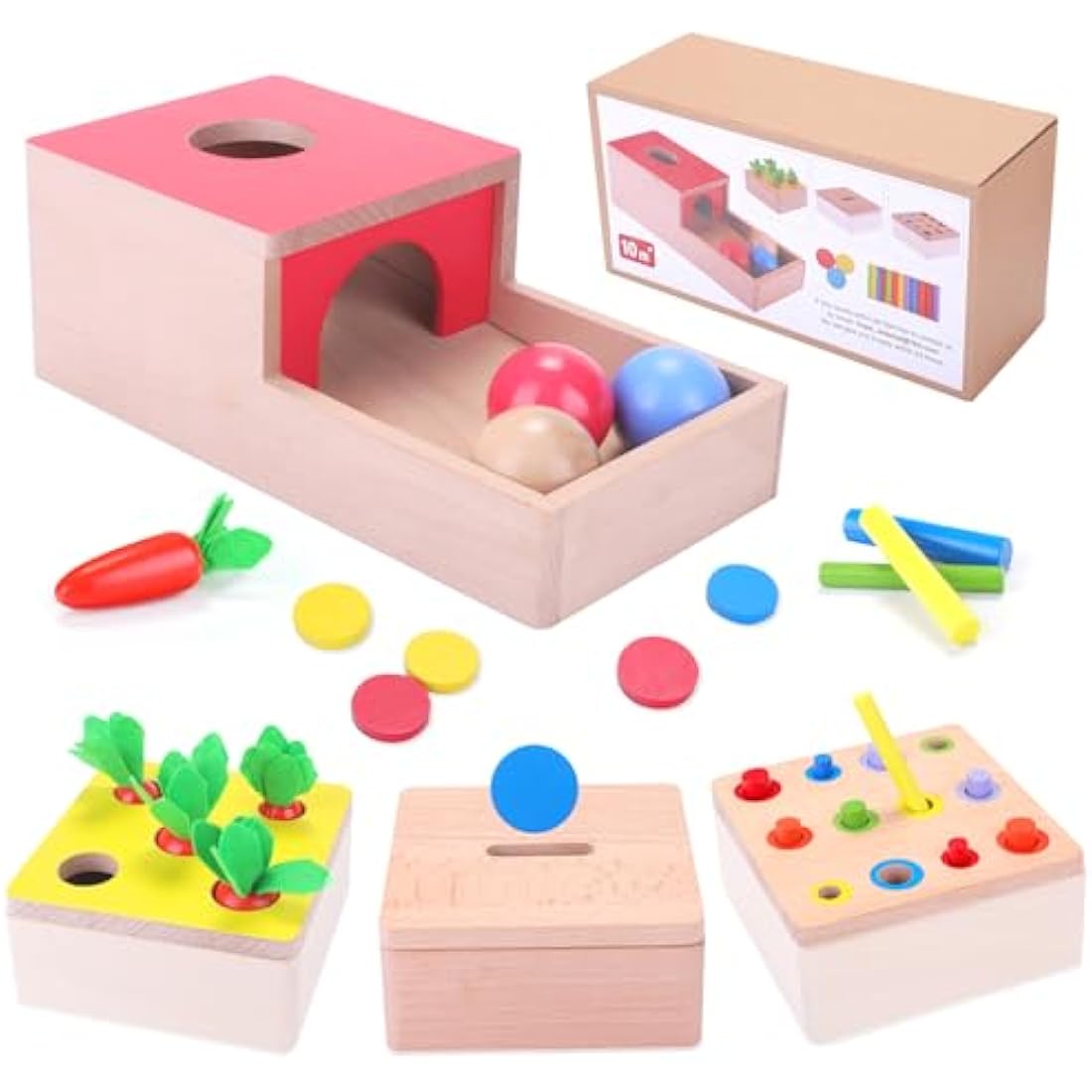 4-in-1 Wooden Montessori Activity Cube – Baby Sensory Toy