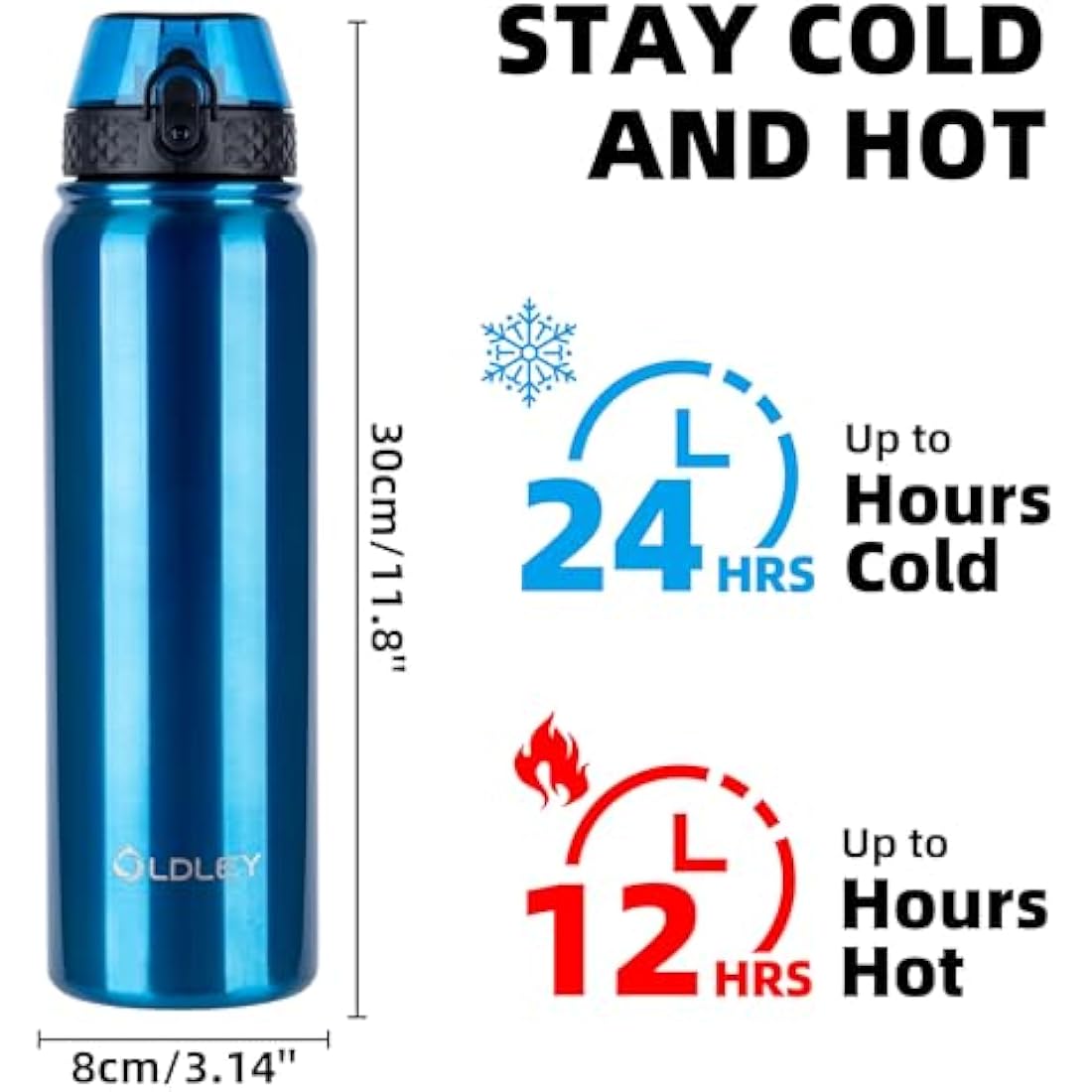 OLDLEY 1L Stainless Steel Water Bottle – Vacuum Insulated Leakproof Flask
