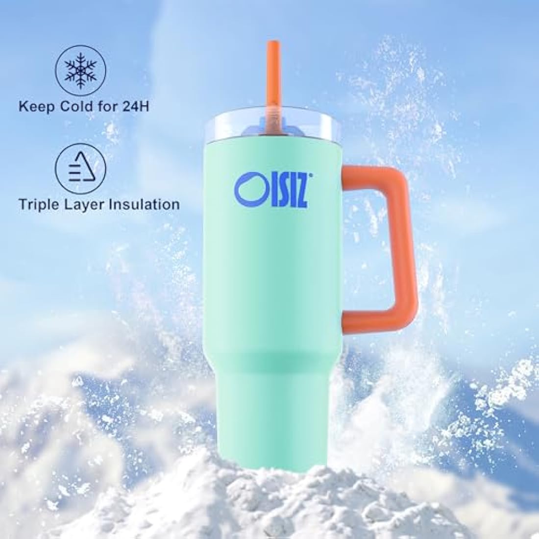 Oisiz 40oz Insulated Tumbler with Handle | Leak Proof Stainless Steel Mug