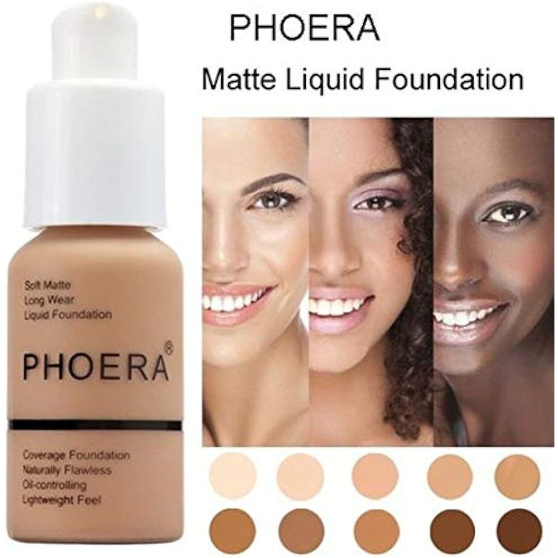 Phoera Full Coverage Matte Foundation - Long Lasting Oil Control (F101)