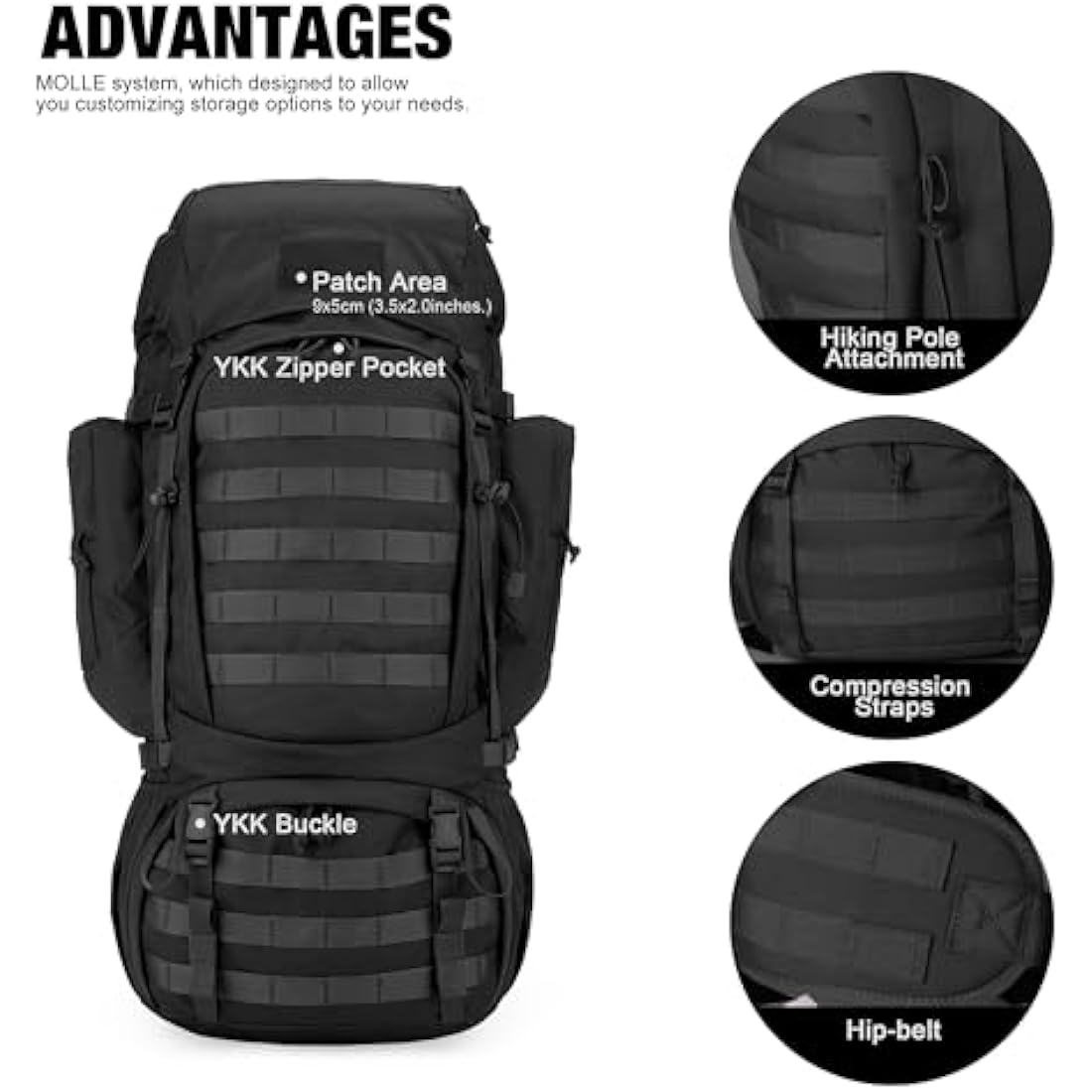 Mardingtop 60L Tactical Backpack | Military Hiking Rucksack with Rain Cover