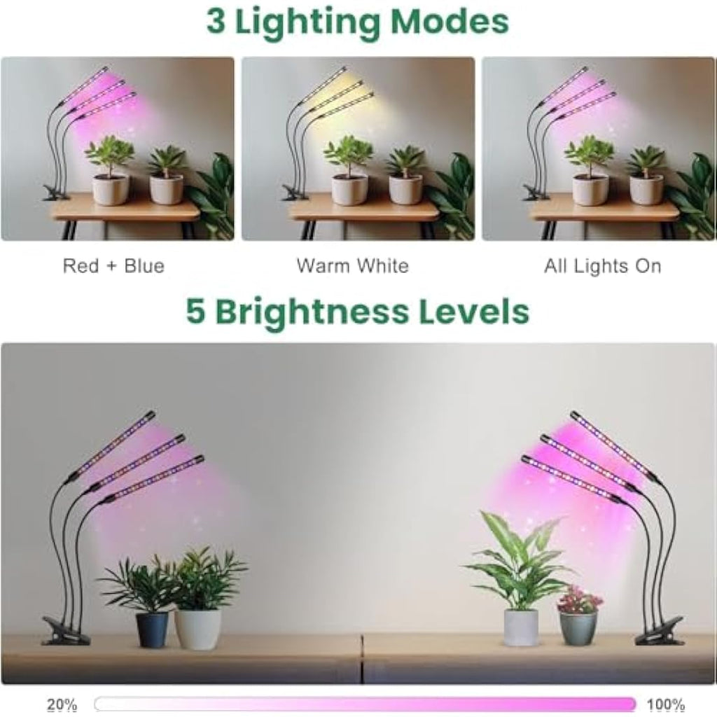 Garpsen LED Grow Lights – 2-Pack Full Spectrum Clip-On Plant Lights
