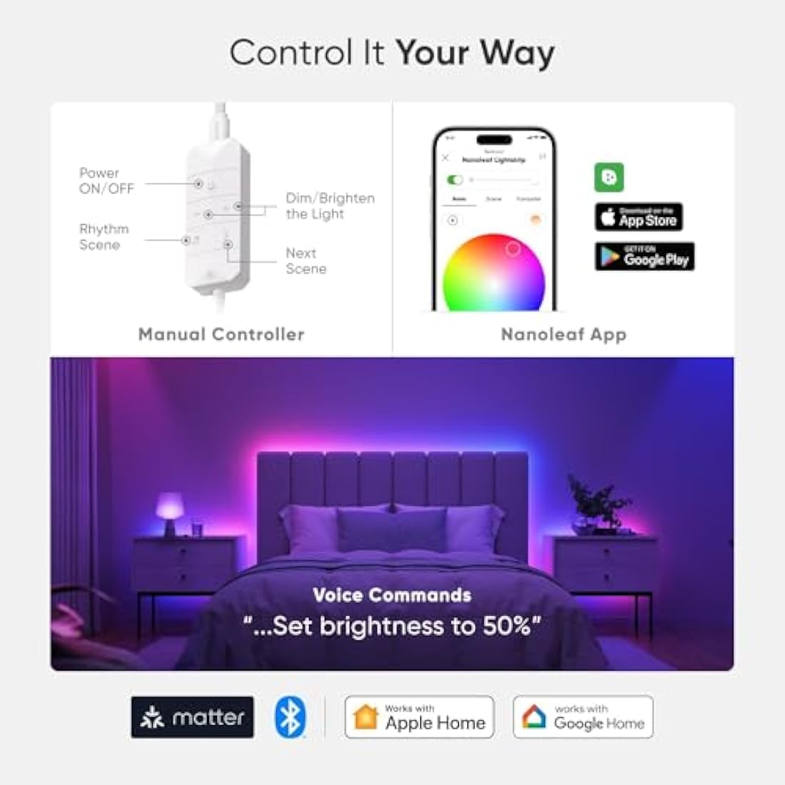 Nanoleaf Matter Essentials 5M HD Addressable RGBIC LED Strip Light