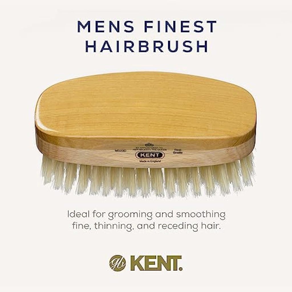 Kent MS23D Soft White Natural Bristle Satinwood Brush for Fine Hair