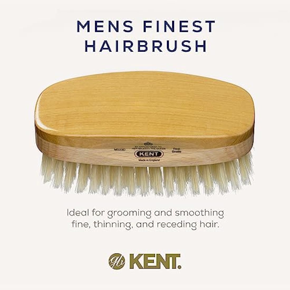 Kent MS23D Soft White Natural Bristle Satinwood Brush for Fine Hair