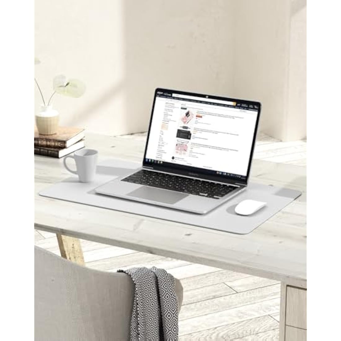 YSAGi PVC Leather Desk Pad – Waterproof Non-Slip Writing Mat, White