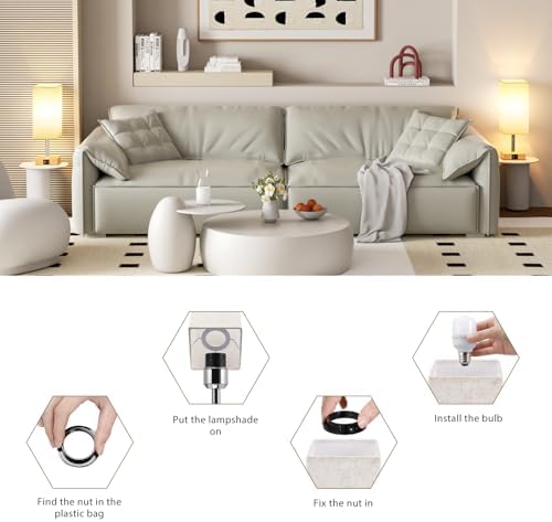 Jolof Store Bedside Lamps Set of 2 | 3-Way Dimmable Touch Lamps with USB