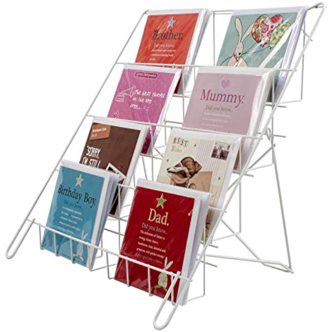 White Metal Card Stand | Foldable 4-Tier Counter Display