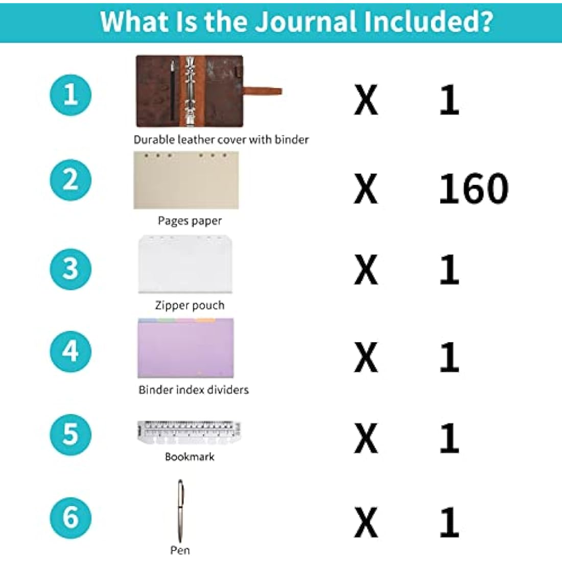 Jolof Store A6 Leather Binder Diary - Refillable 6 Ring Notebook, Coffee